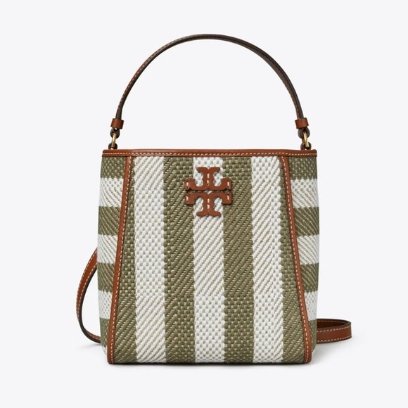 🔥NeW! Tory Burch McGraw Woven Stripe Small Bucket Bag - Picture 15 of 16